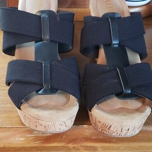 Black Wedge Sandals